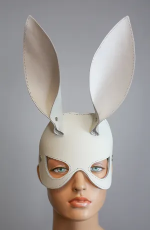 White Lambskin Ear Cowhide Face Bunny Mask
Buckle Back With Patent Leather Strap