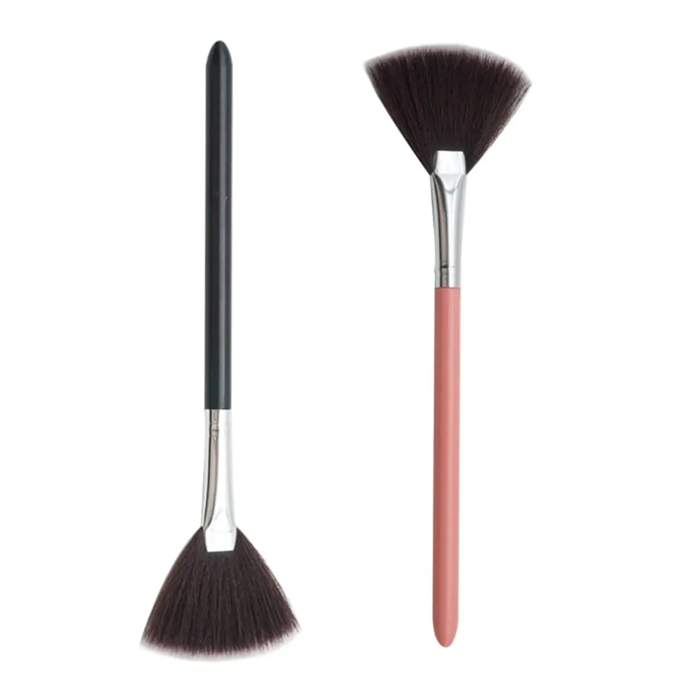 WOIWO Man-made Fiber Hair Fan-shaped Makeup Brush, Loose Powder Brush, Residual Powder Brush Beauty Makeup Tools 2PCS