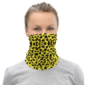 Yellow Leopard Print Face Mask, Animal Print Unisex Face Covering Neck Gaiter-Printed in USA/EU