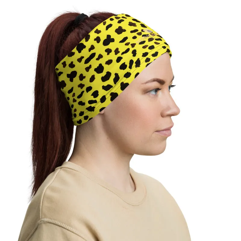 Yellow Leopard Print Face Mask, Animal Print Unisex Face Covering Neck Gaiter-Printed in USA/EU